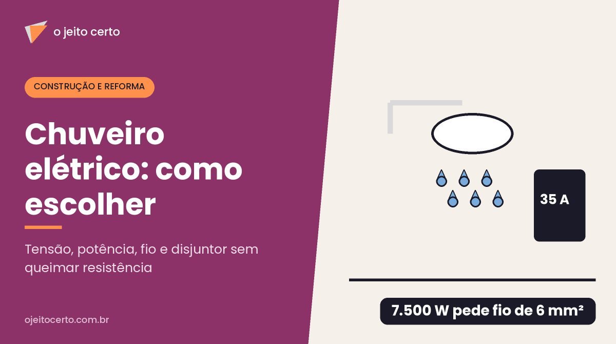 Chuveiro elétrico: como escolher potência, fio e disjuntor