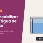 Ilustração de caixa d'água de concreto em corte com água azul e tubo de entrada