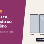 Três amostras de parede pintada em fosco, acetinado e semibrilho, com reflexo crescente