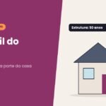Ilustração de casa com relógio ao lado e a etiqueta estrutura 50 anos, sobre vida útil do imóvel pela NBR 15575